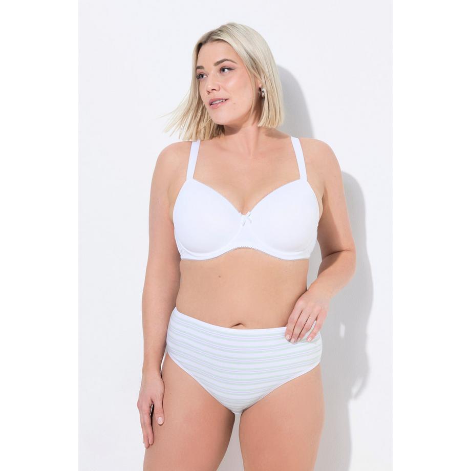 Ulla Popken Slip Midi Confezione da 5 Righe Tinta Unita  