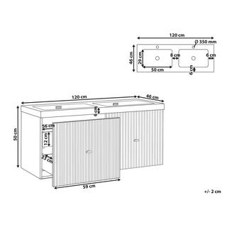 Beliani Wandmontierter Waschtischunterschrank mit Doppelwaschbecken aus MDF-Platte Modern LAGO  