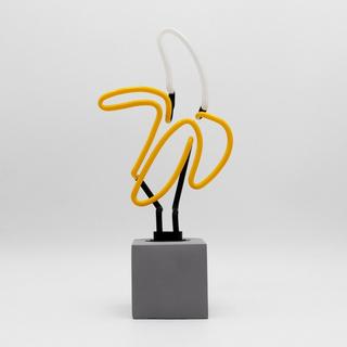 Locomocean Glas Neon Tischlampe mit Betonsockel - Banane  