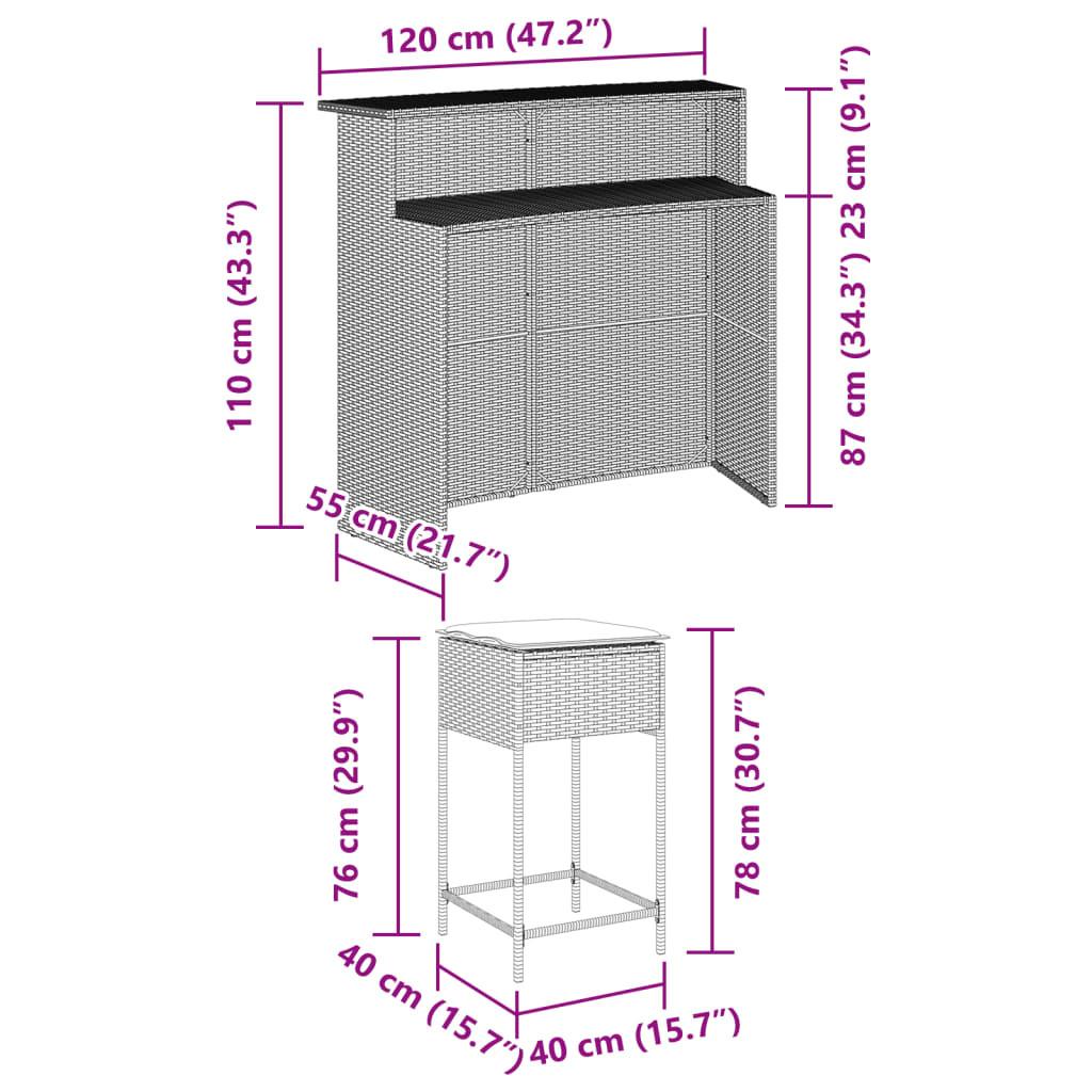 VidaXL Gartenbar set poly-rattan  