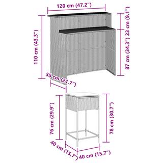 VidaXL Gartenbar set poly-rattan  