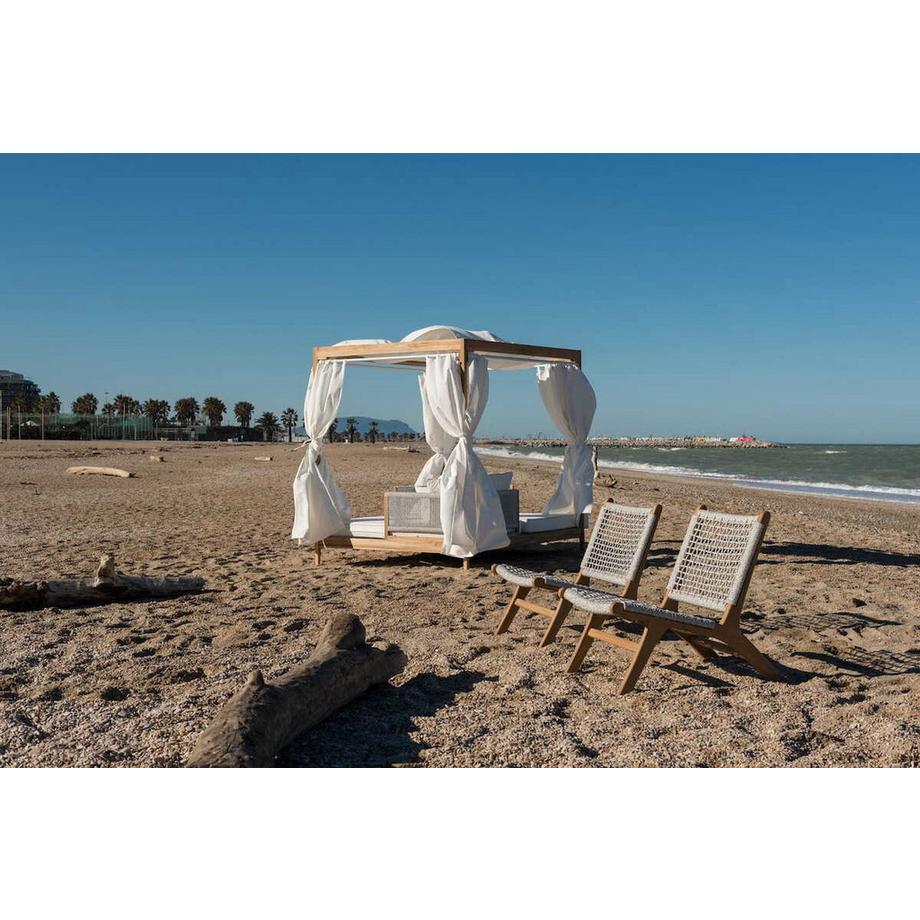 mutoni Lettino da giardino Zante a baldacchino in teak 160x200  