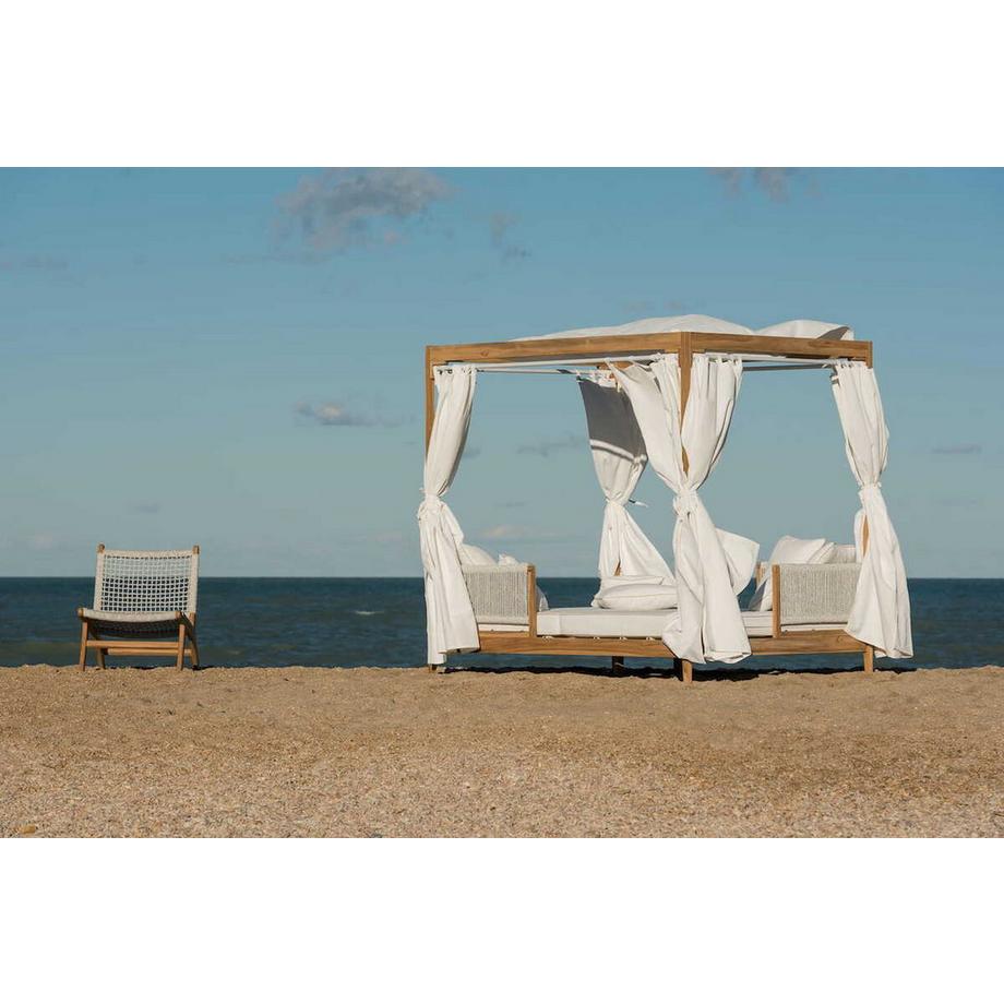 mutoni Lettino da giardino Zante a baldacchino in teak 160x200  