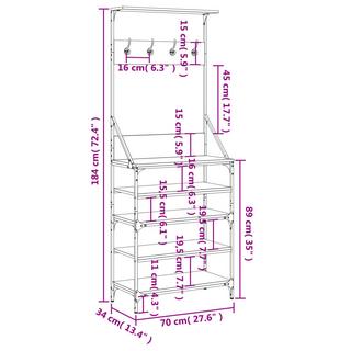 VidaXL appendiabiti Legno multistrato  