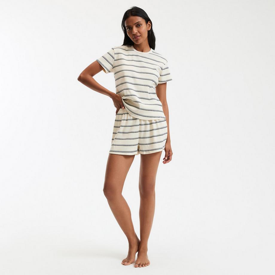 La Redoute Collections Gestreifter Rippstrick Kurzpyjama  