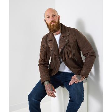 Vintage-Wildleder-Bikerjacke