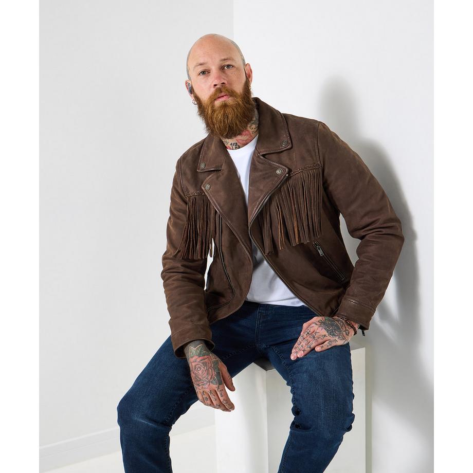 Vintage-Wildleder-Bikerjacke