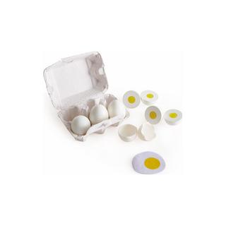 Hape  Eierkarton von | 3 hartgekochte Eier mit leicht ablösbarer Schale & 3 Spiegeleier, Realistisches Lernspielzeug für Kinder ab drei Jahren aus Holz 