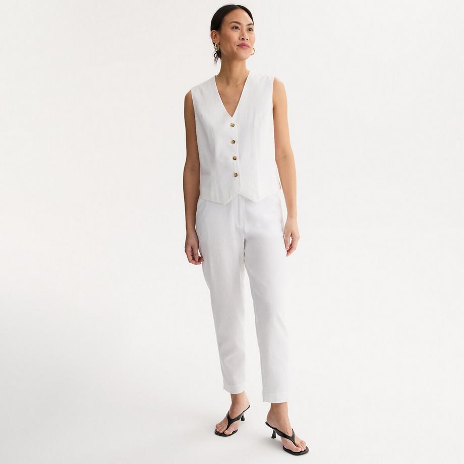 La Redoute Collections Pantalon Cigarette 7/8ème Lin Viscose  