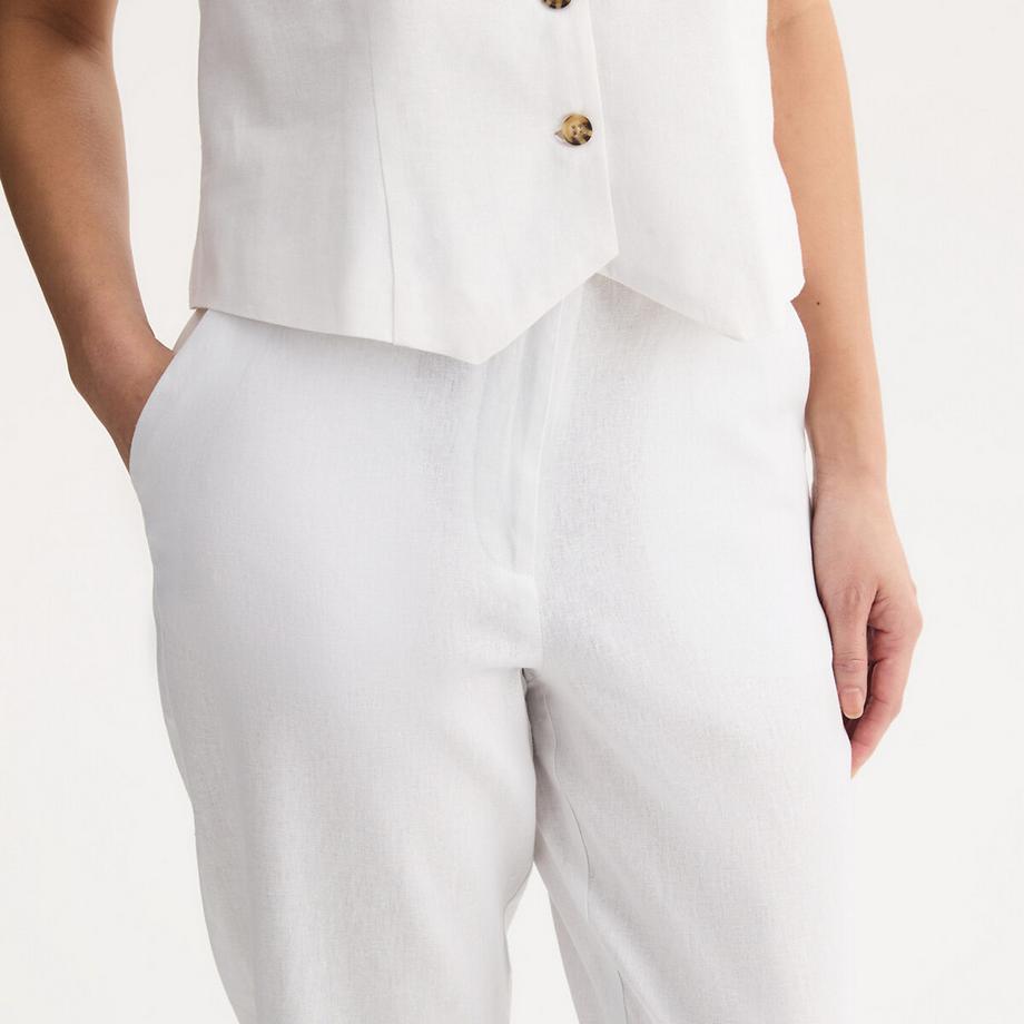 La Redoute Collections Pantalon Cigarette 7/8ème Lin Viscose  