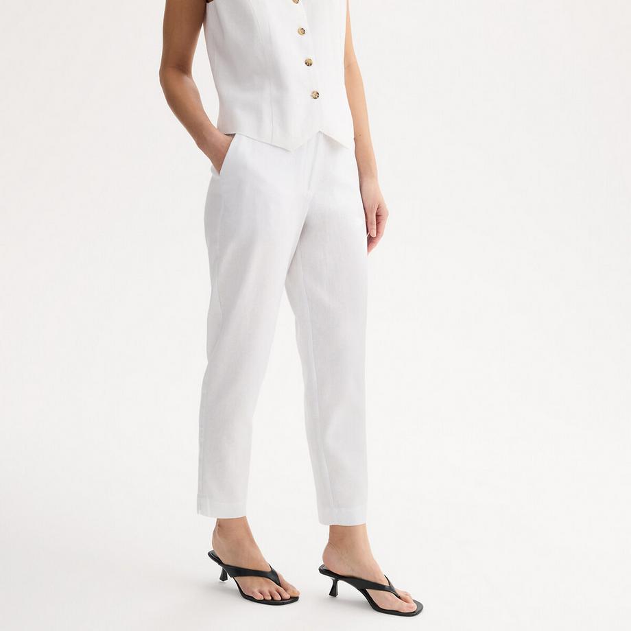 Pantalon cigarette 7/8ème en lin et viscose