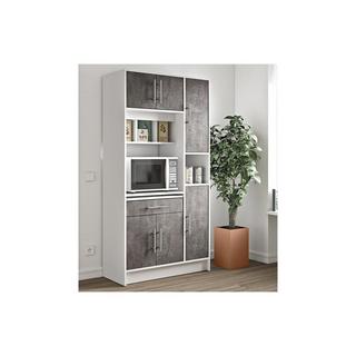 Vente-unique Credenza da cucina5 ante e 1 cassetto Bianco e Grigio MADY  