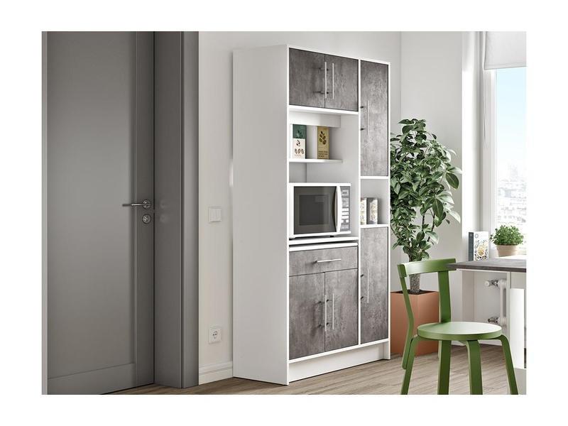 Vente-unique Credenza da cucina5 ante e 1 cassetto Bianco e Grigio MADY  