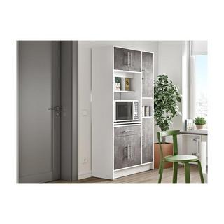 Vente-unique Credenza da cucina5 ante e 1 cassetto Bianco e Grigio MADY  