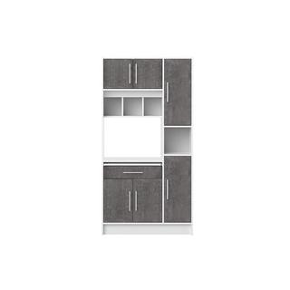 Vente-unique Credenza da cucina5 ante e 1 cassetto Bianco e Grigio MADY  