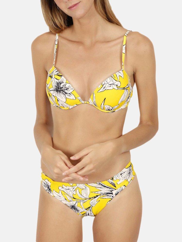 Admas  2-teiliges Push-up-Bikini-Set Yellow Flowers 