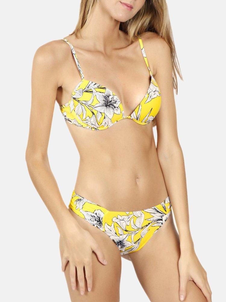 Admas  2-teiliges Push-up-Bikini-Set Yellow Flowers 