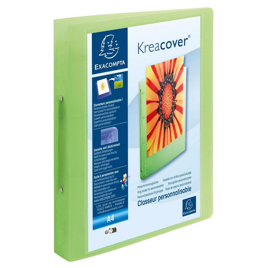 Exacompta Classeur 2 anneaux 30mm polypropylène chromaline 10/10e Krea Cover - A4 maxi - x 12  