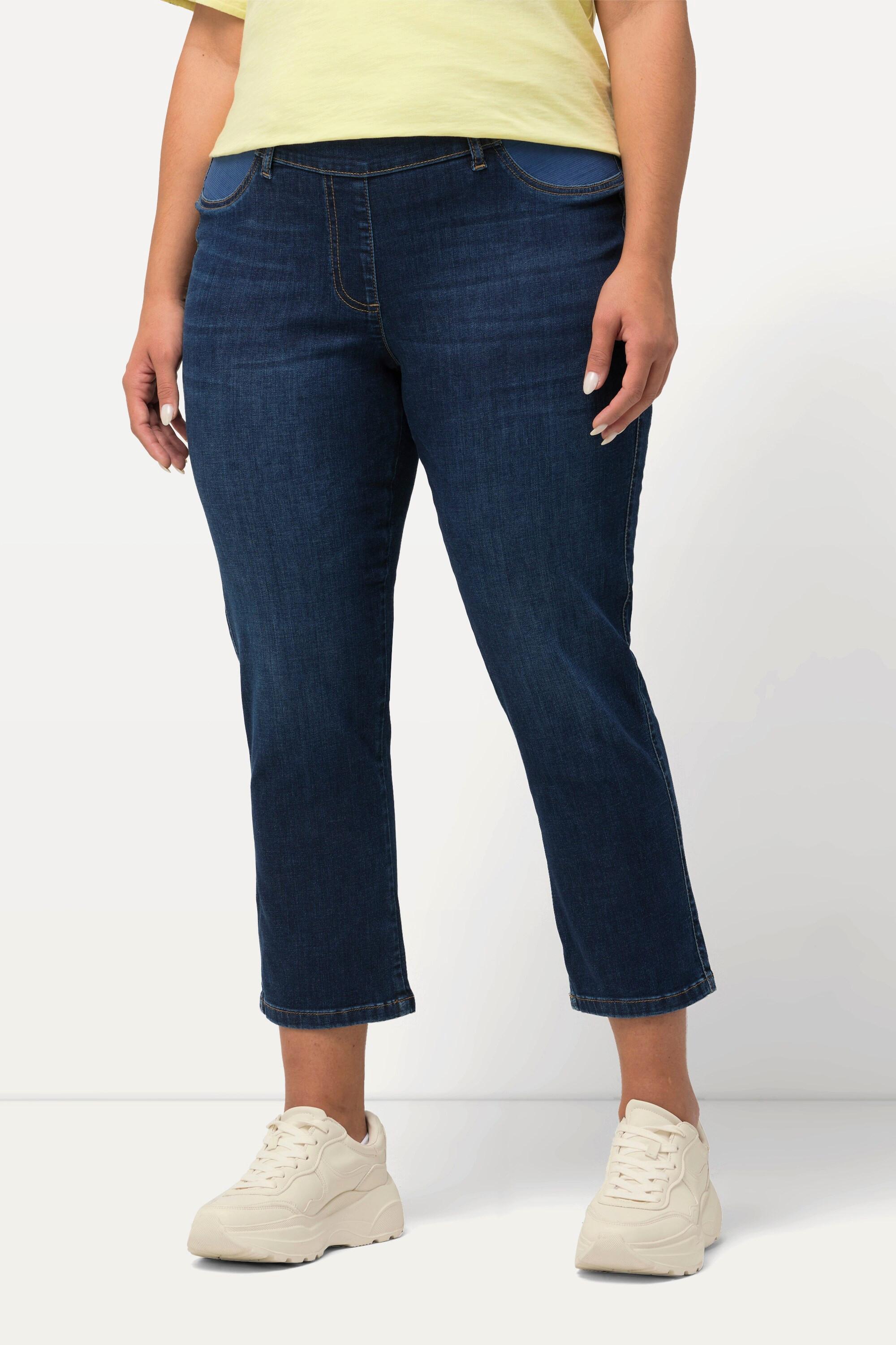 Ulla Popken  Jeans a 7/8 modello Sienna con taglio della gamba aderente e cintura comoda 