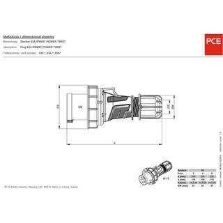 PCE  Fiches mâles CEE 63A 