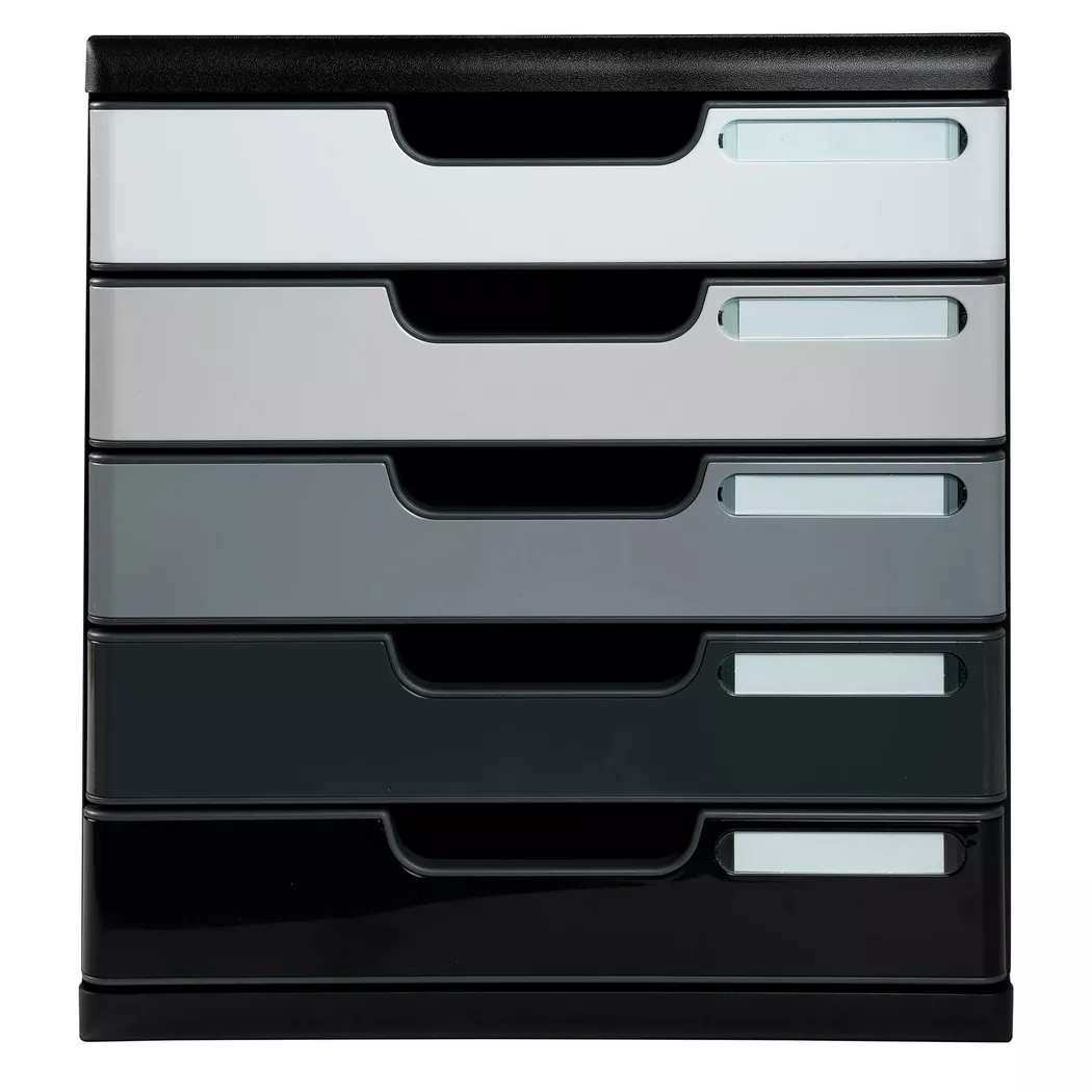 Exacompta Modulo A4 - 5 Drawers Black/Shades of Grey Glossy