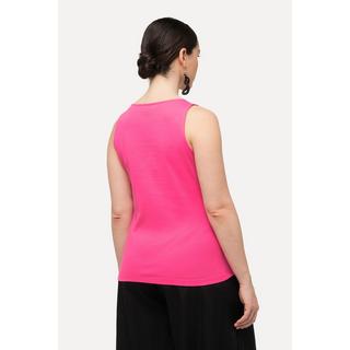 Ulla Popken  Débardeur col en V en jersey côtelé, coupe Slim Fit 