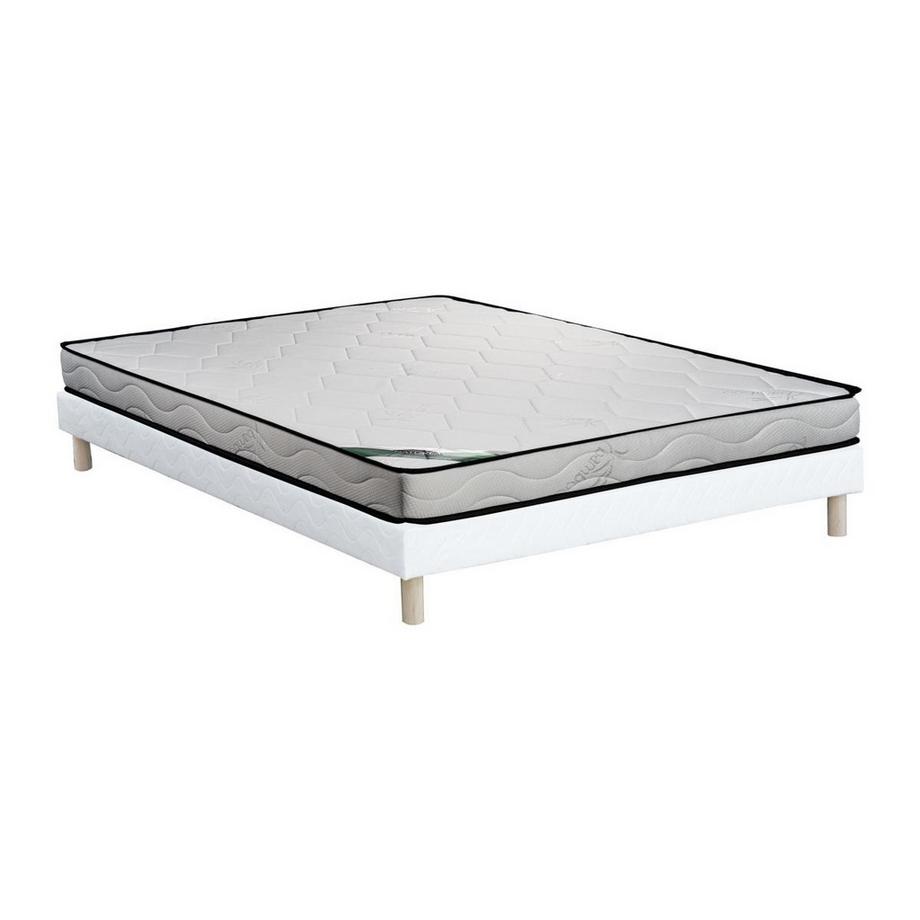 Ensemble 140 x 190 cm sommier tapissier + matelas mousse et coutil bambou ép.15cm - KANANI de NATUREA