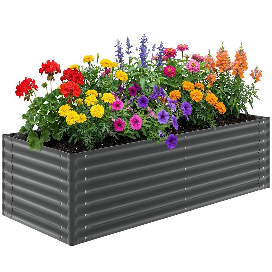 Tectake jardin surélevé Blomma bac de culture en acier galvanisé  