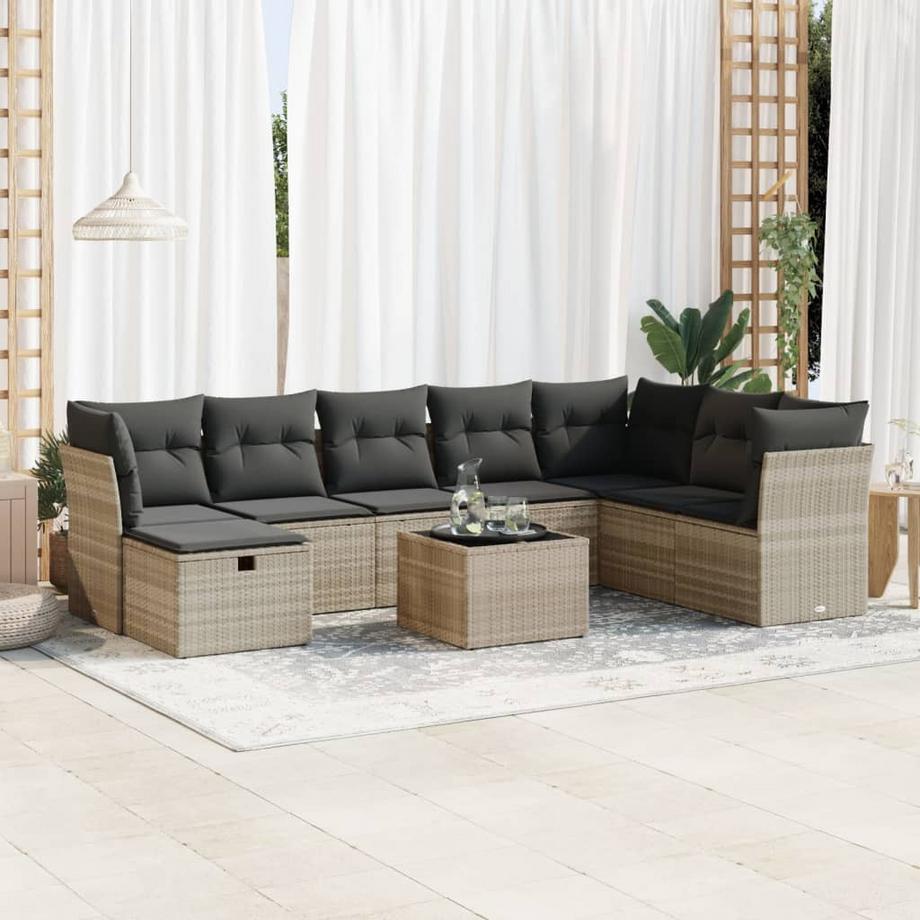 VidaXL set di divani da giardino Polirattan  