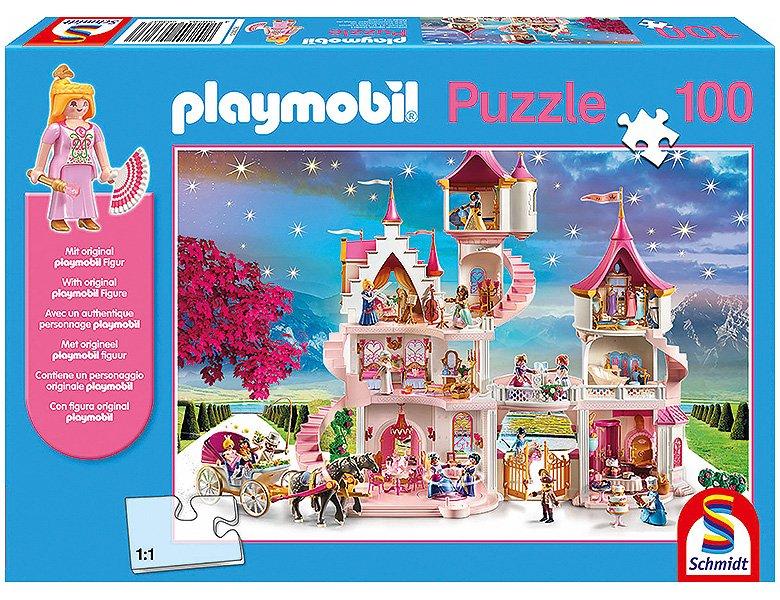 Schmidt  Puzzle Prinzessinnen-Schloss inkl. Playmobil-Figur (100Teile) 