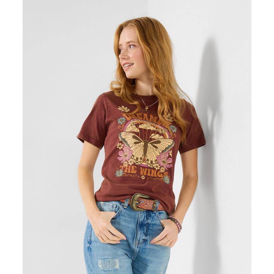 T-Shirt mit Schmetterlingsmotiv im Retro-Stil