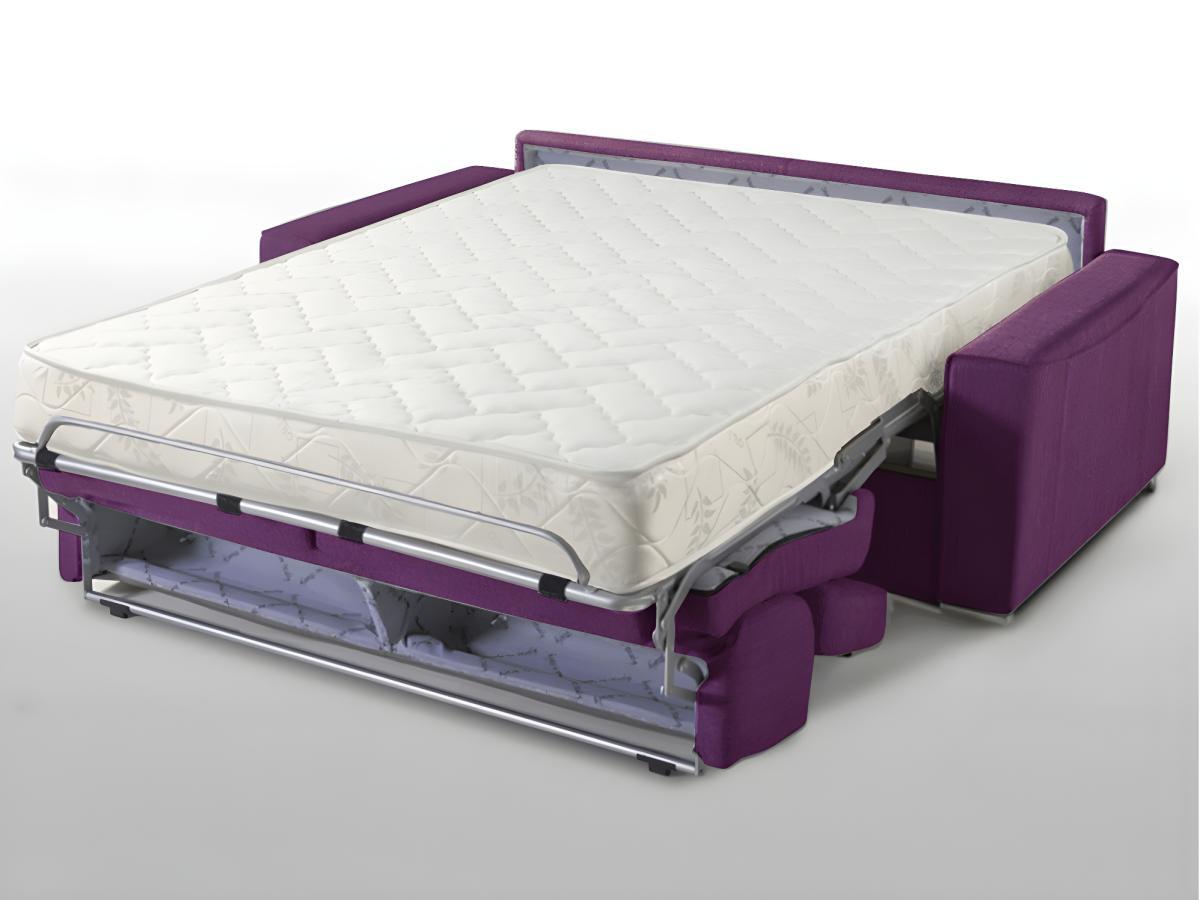 LINEA SOFA Divano letto 3 posti a ribalta letto con doghe larghe + materasso 1 + in Tessuto Viola VIZIR  