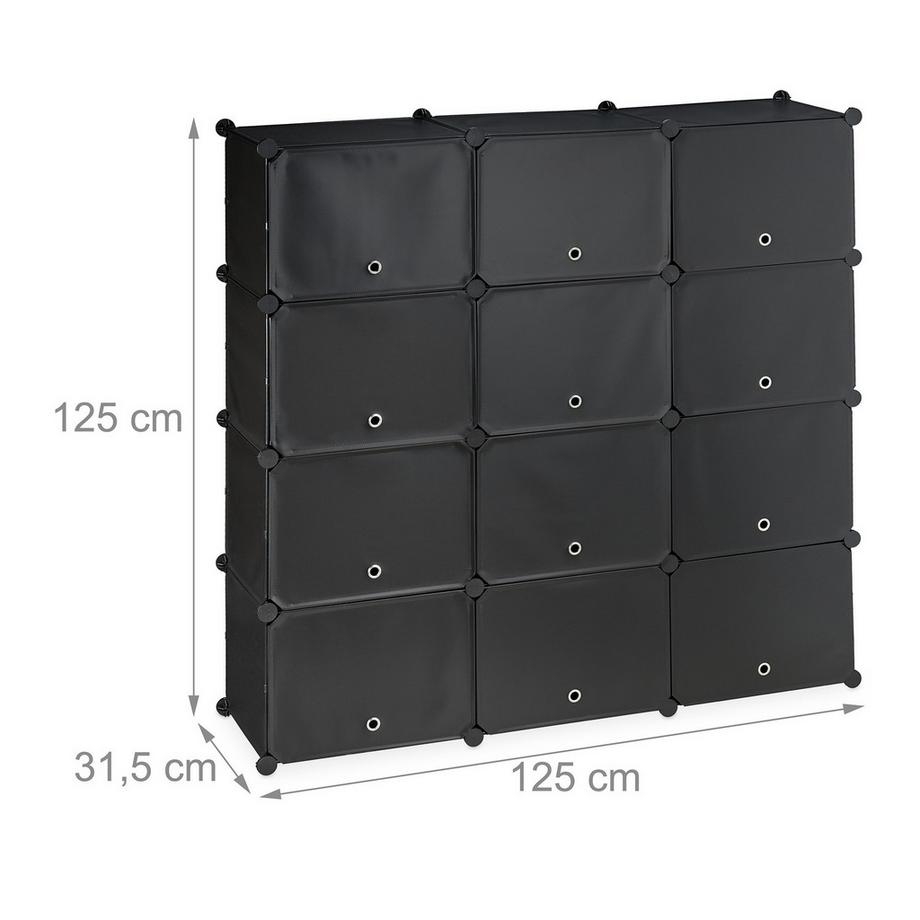 B2X Meuble à chaussures noir avec 24 compartiments  