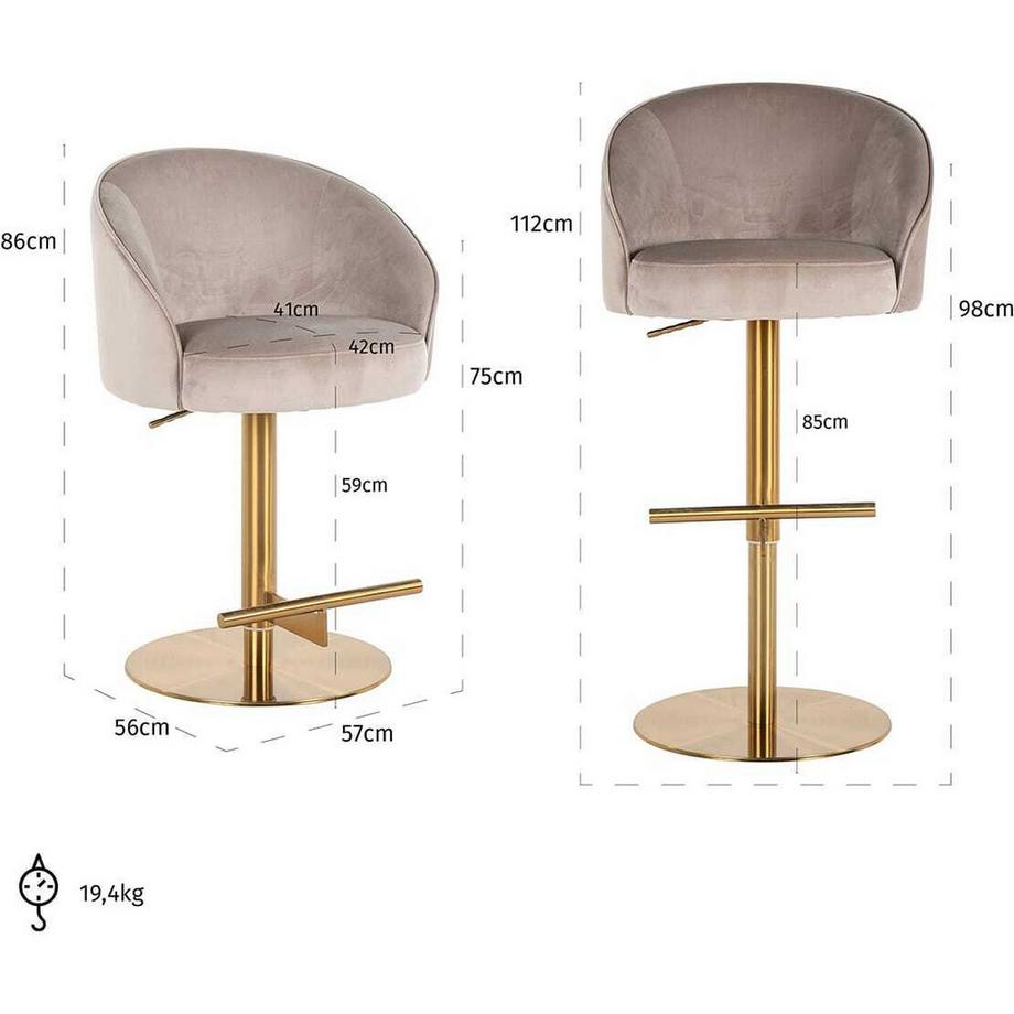 mutoni Chaise de bar Zabi kaki or brossé 110  