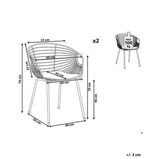 Beliani Esszimmerstuhl 2er Set aus Stahl Industriell HOBACK  