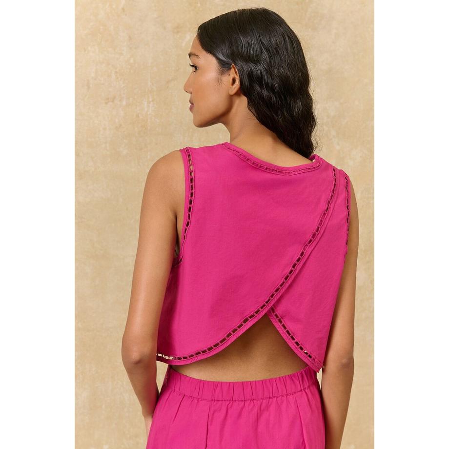 Louise-Misha Ärmellose kurze Bluse mit Stickereien  
