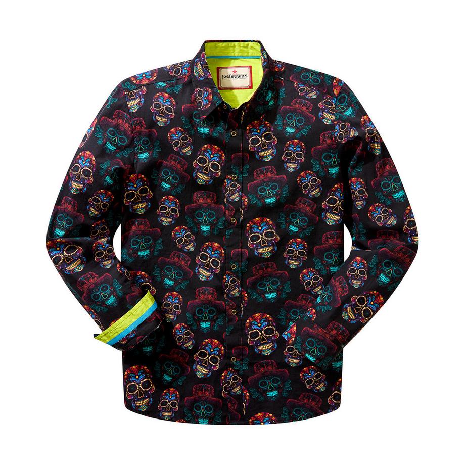 Joe Browns Hemd mit neonfarbenem Totenkopfmuster  