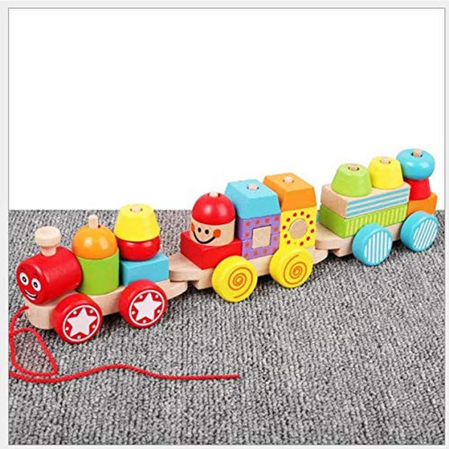 Activity-board  Nachziehbares Holzspielzeug Zug Motorikspielzeug, Nachziehtier, bunt, aus Holz 