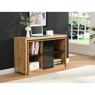 Vente-unique Bureau extensible avec plateau pivotant 360° - MDF - Naturel et noir - PAVELO  