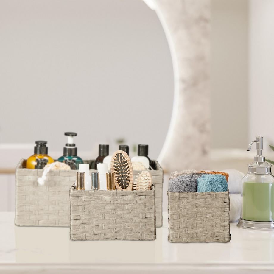 B2X Cesto portaoggetti intrecciato, set da 3  