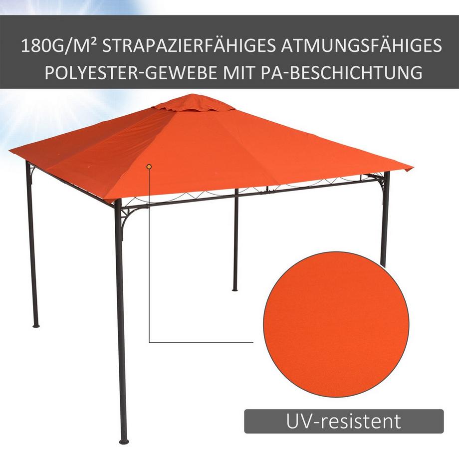 Northio Ersatzdach Für Pavillon Sonnenschutz Pavillonabdeckung Aus Polyester, Orange, 2,98 X 2,95 M  