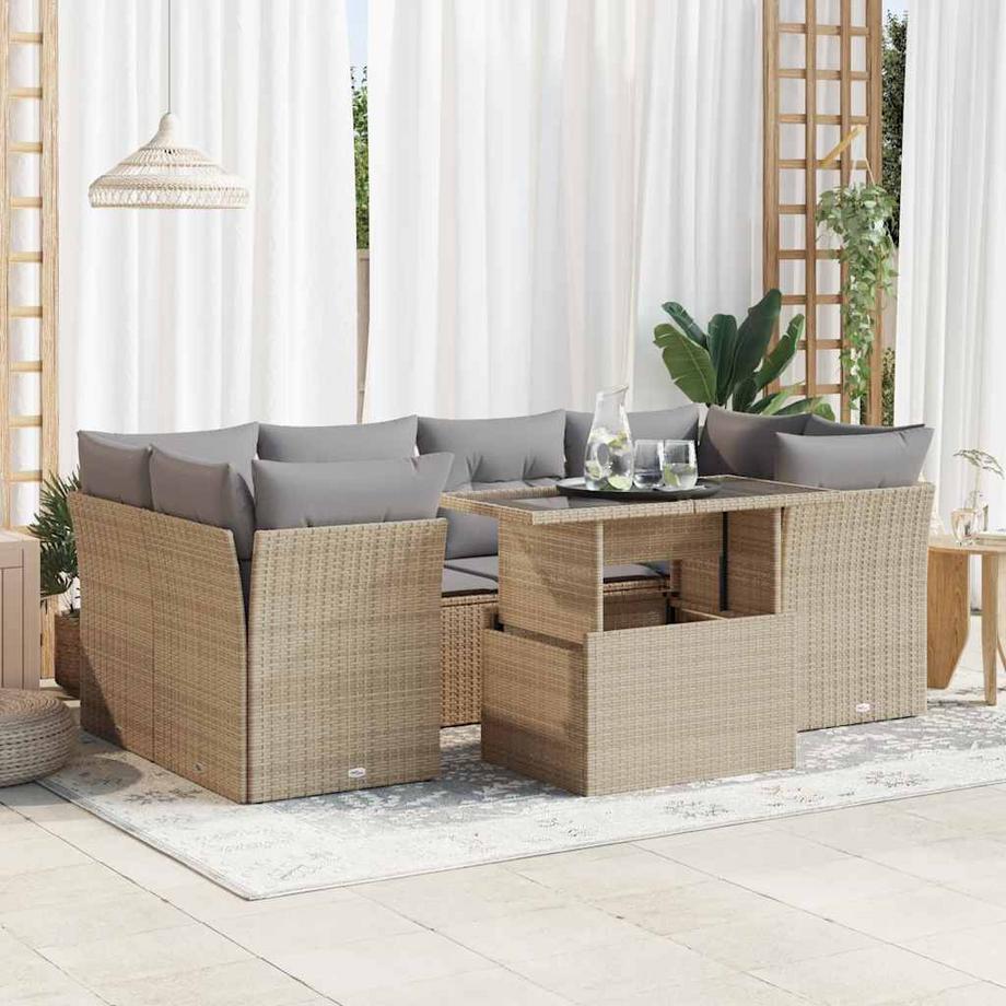 VidaXL set di divani da giardino Polirattan  