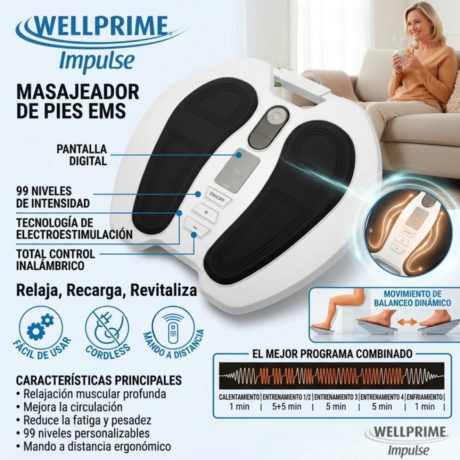 BEST DIRECT WELLPRIME Impulse-Massaggiatore EMS per i piedi / stimolatore muscolare elettrico  