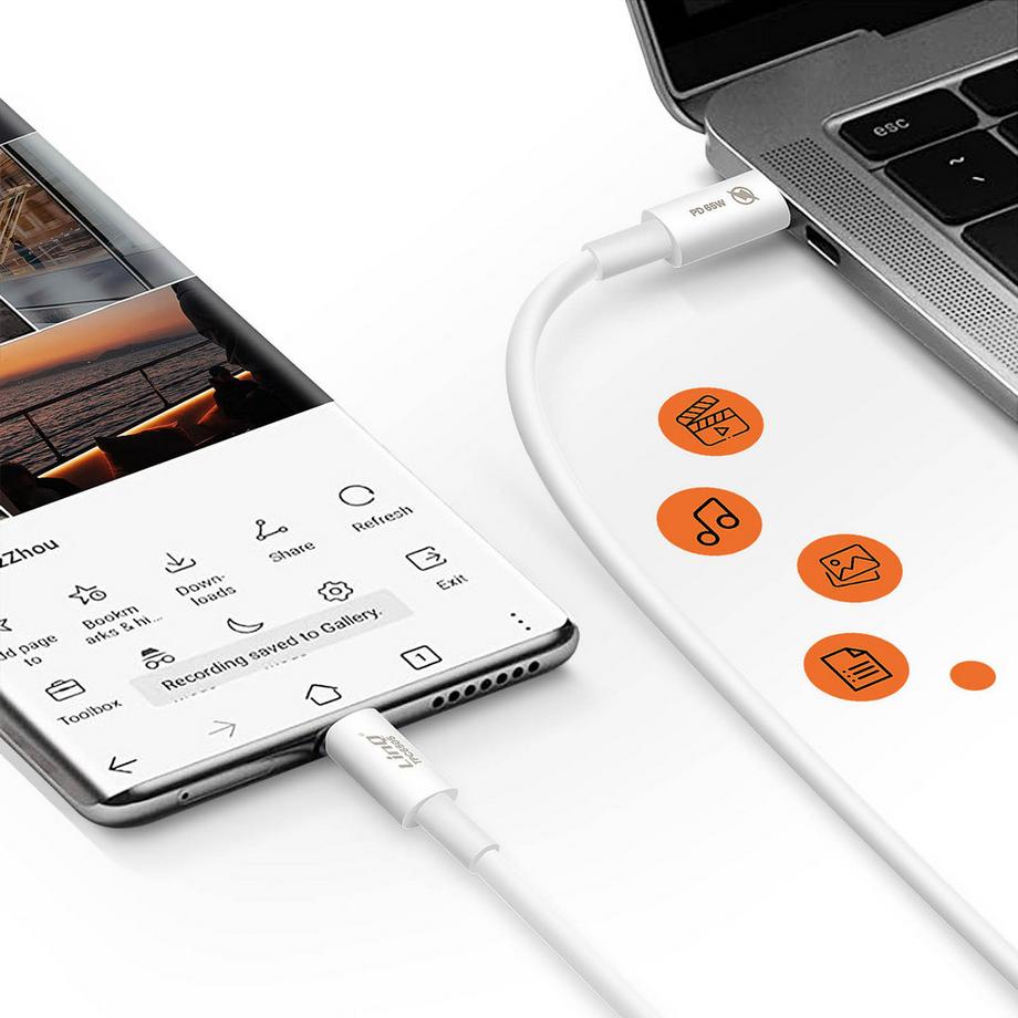 Avizar  USB-C Kabel 65W 1.8m Weiß, LinQ 