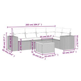 VidaXL set divano da giardino Polirattan  