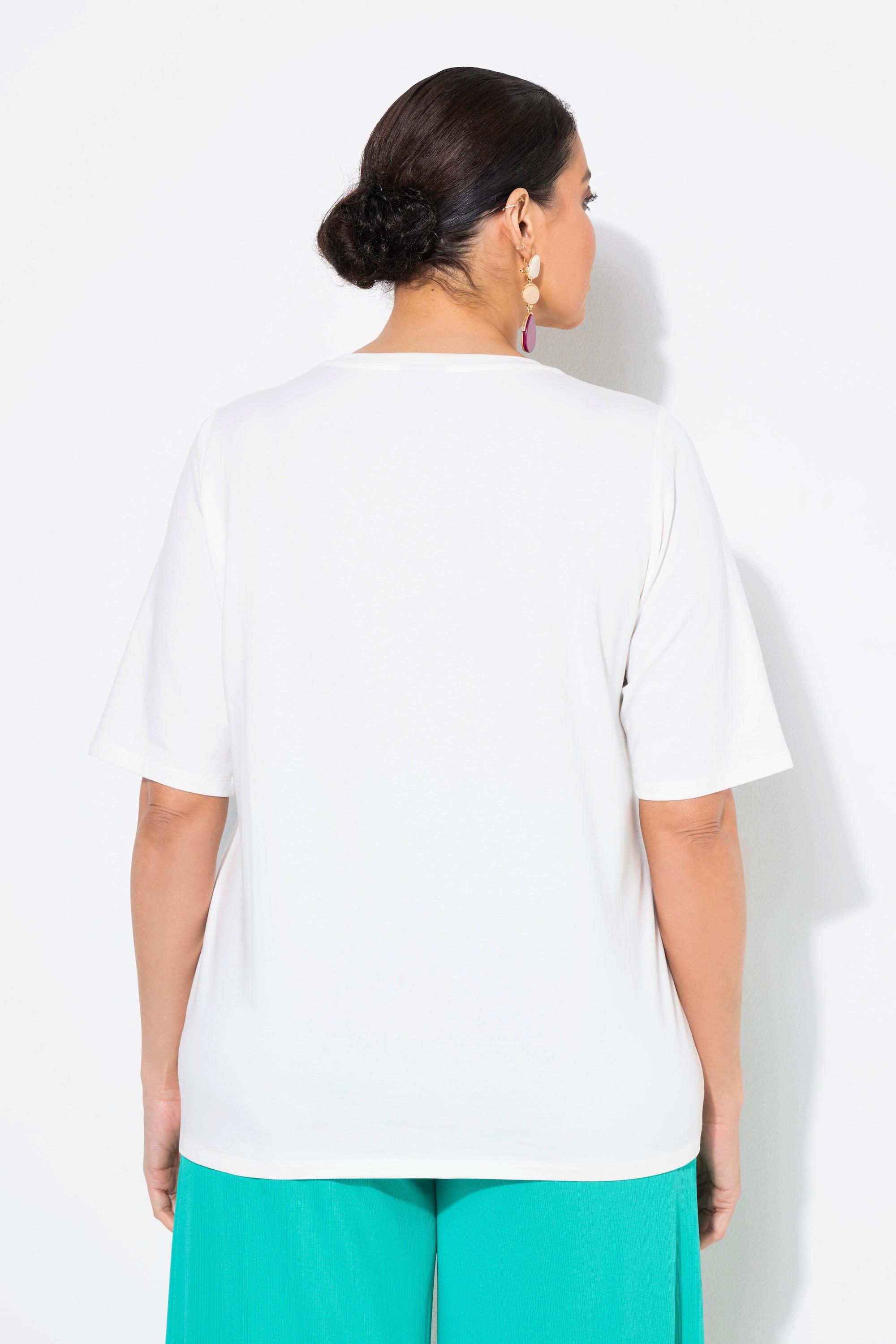 Ulla Popken Flower Stampa Classic Scollo a V Mezze Maniche T-Shirt  