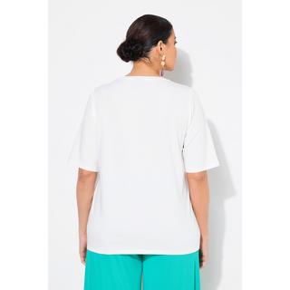 Ulla Popken Flower Stampa Classic Scollo a V Mezze Maniche T-Shirt  