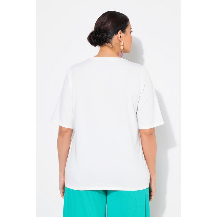 Ulla Popken Flower Imprimé Classic Col V Manches Courtes T-Shirt  