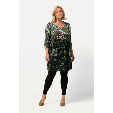 Ulla Popken  Longshirt, Patchlook, A-Linie, Rundhals, 3/4-Arm 