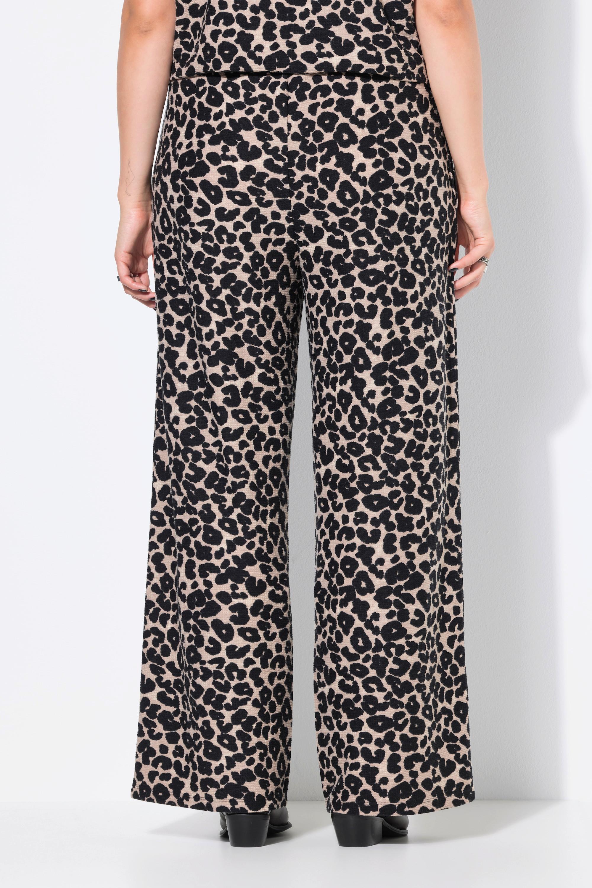 Studio Untold Pantalon Jambes Larges Tissu Gaufré Motif Léopard  